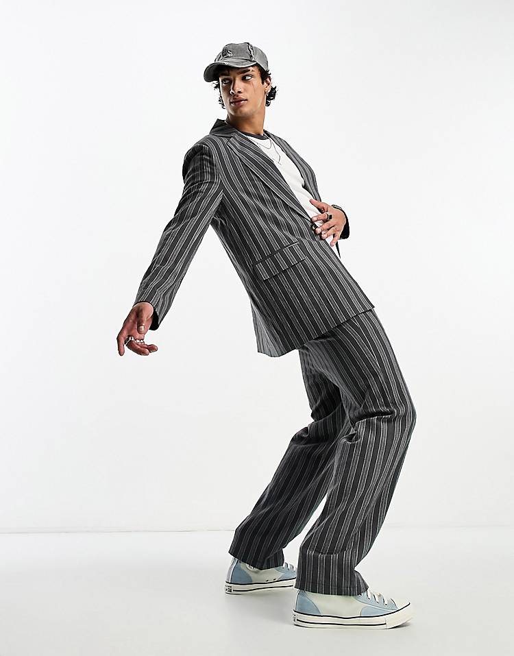 Reclaimed Vintage oversized boxy suit set in vintage stripe